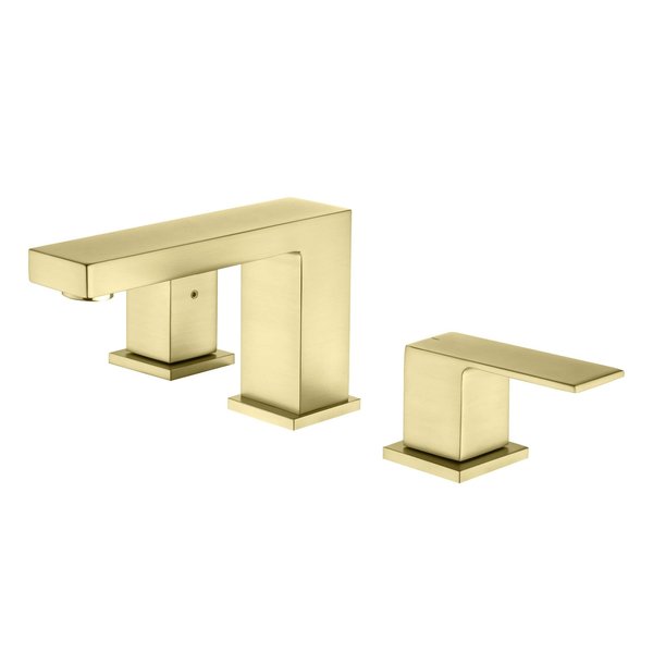 Kibi Cube Bathroom Sink 8 Widespread Faucet with Drain Assembly, Brushed Gold KBF1024BG